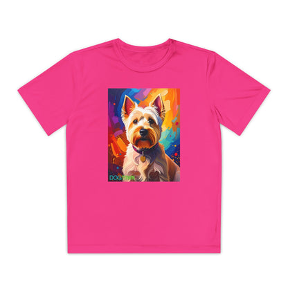 Pup Art Canvas - Kid's Sport Short Sleeve Tee (West Highland White Terrier)