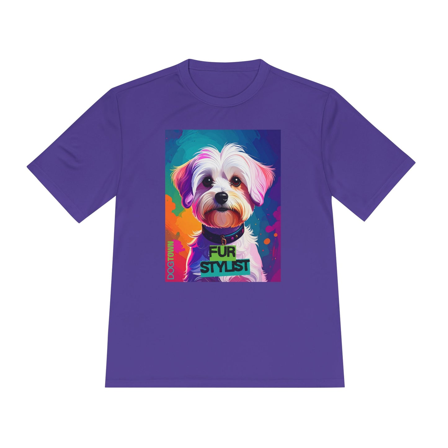 Dogtown Fur Stylist Groomer Shirt (Colorful with White Poodle)
