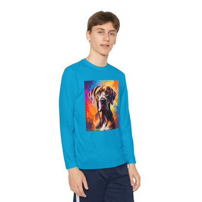 Pup Art Canvas - Kid's Sport Long Sleeve Tee (Great Dane)