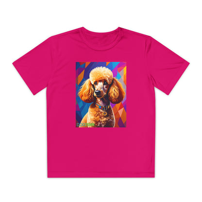 Pup Art Canvas - Kid's Sport Short Sleeve Tee (Toy Poodle)