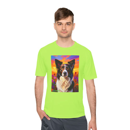 Pup Art Canvas Unisex Moisture Wicking Tee (Border Collie)