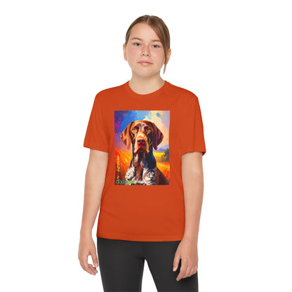 Pup Art Canvas - Kid's Sport Short Sleeve Tee (German Shorthaired Pointer)