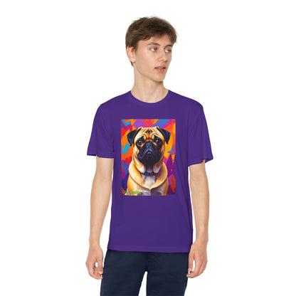 Pup Art Canvas - Kid's Sport Short Sleeve Tee (Pug)