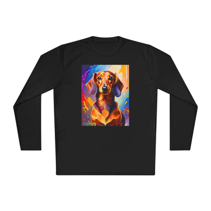 Pup Art Canvas Sport Long Sleeve Tee (Dachshund)