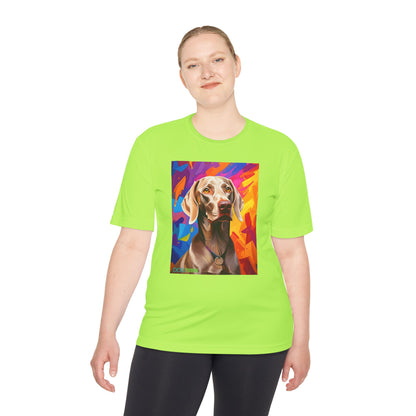 Pup Art Canvas Unisex Moisture Wicking Tee (Weimaraner)
