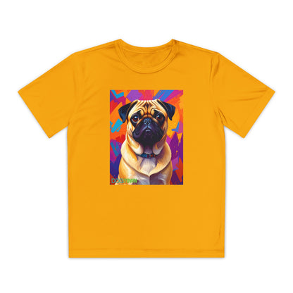 Pup Art Canvas - Kid's Sport Short Sleeve Tee (Pug)
