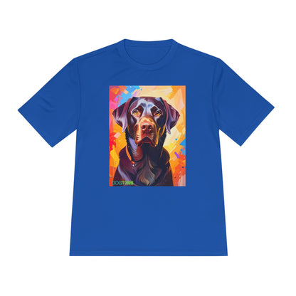Pup Art Canvas Unisex Moisture Wicking Tee (Chocolate Lab)