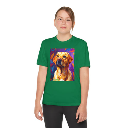 Pup Art Canvas - Kid's Sport Short Sleeve Tee (Yellow Lab)