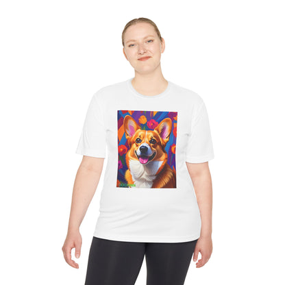 Pup Art Canvas Unisex Moisture Wicking Tee (Corgi)