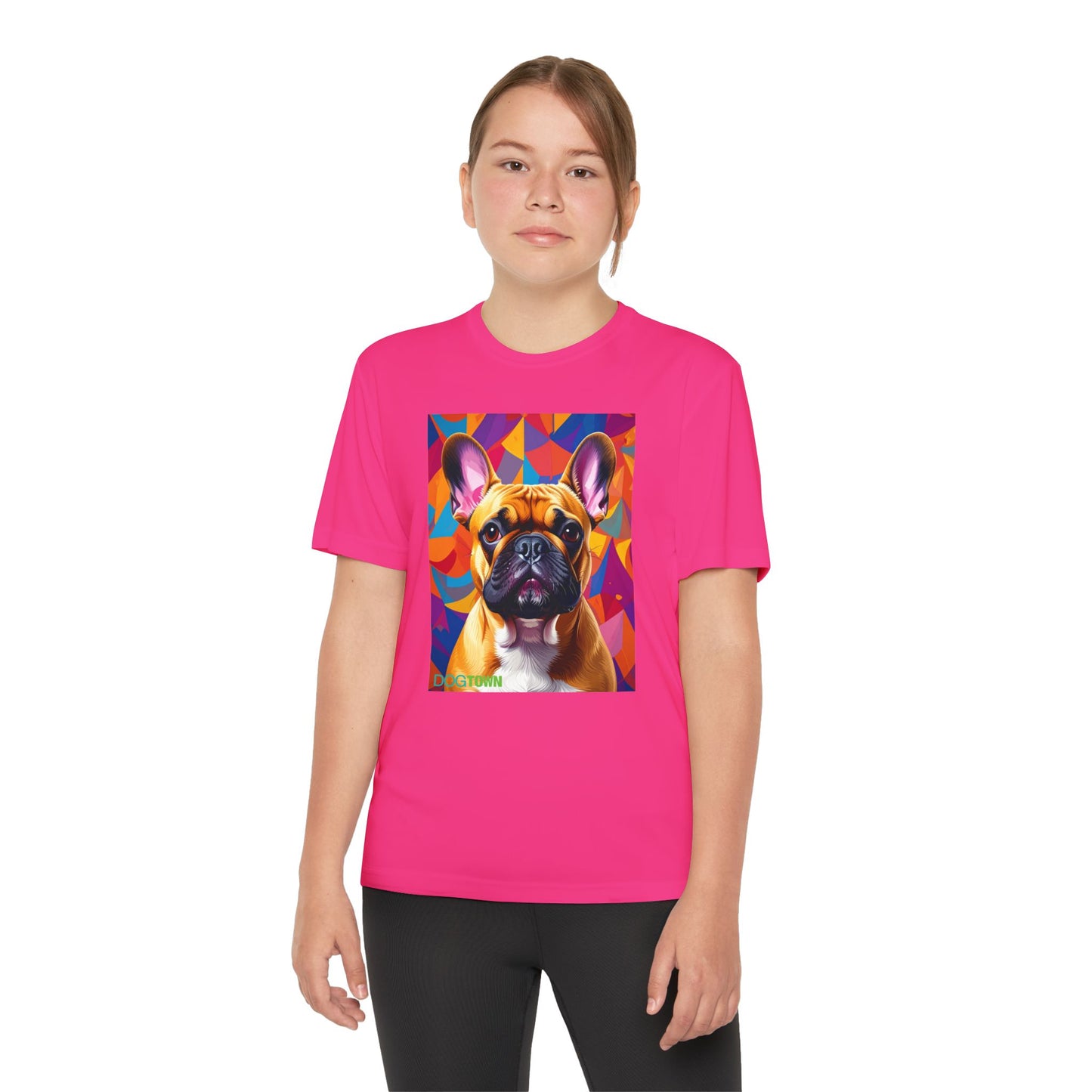 Pup Art Canvas - Kid's Sport Short Sleeve Tee (French Bulldog)