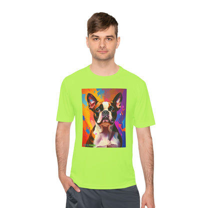 Pup Art Canvas Unisex Moisture Wicking Tee (Boston Terrier)