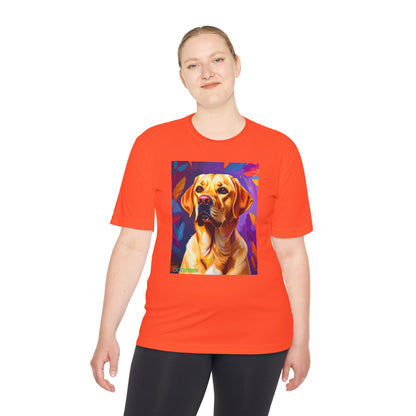 Pup Art Canvas Unisex Moisture Wicking Tee (Yellow Lab)