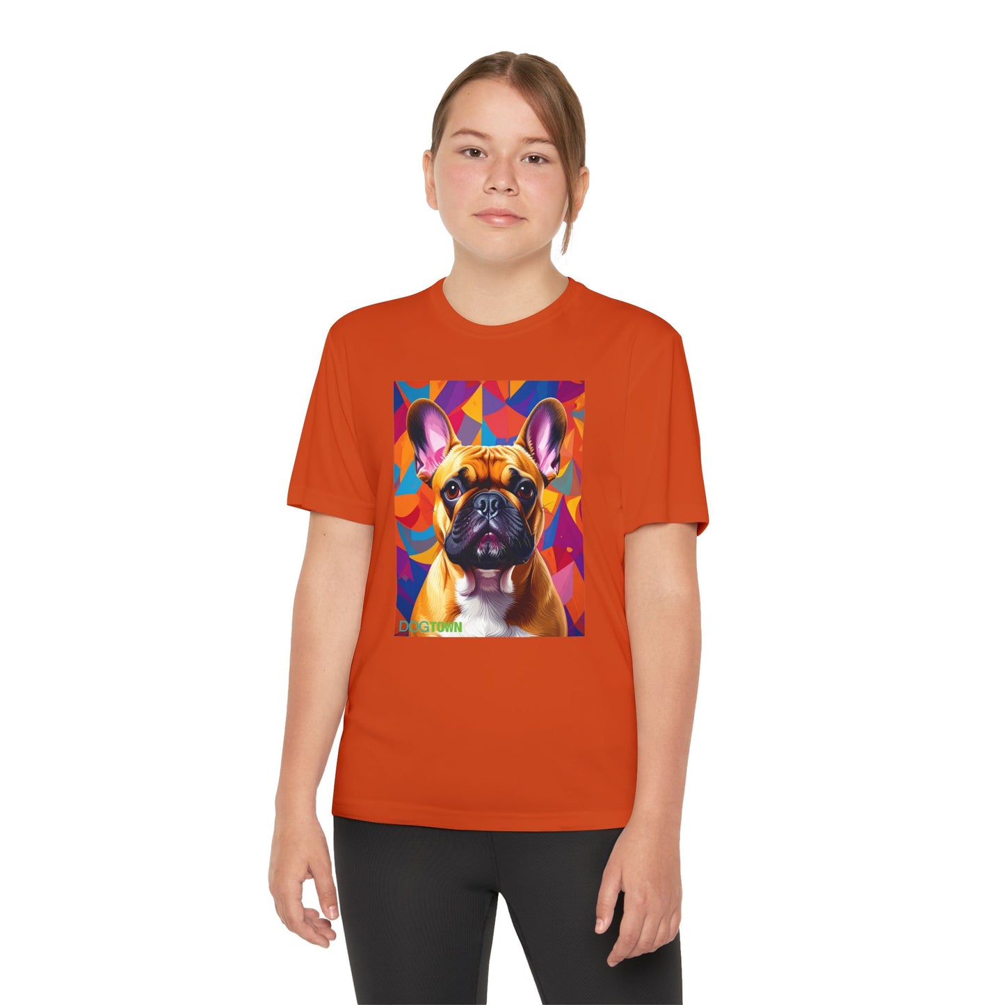 Pup Art Canvas - Kid's Sport Short Sleeve Tee (French Bulldog)