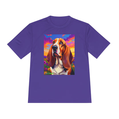 Pup Art Canvas Unisex Moisture Wicking Tee (Basset Hound)