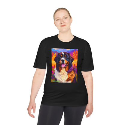 Pup Art Canvas Unisex Moisture Wicking Tee (Bernese Mountain Dog)