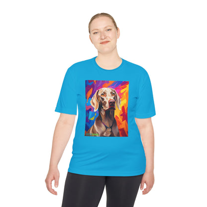 Pup Art Canvas Unisex Moisture Wicking Tee (Weimaraner)