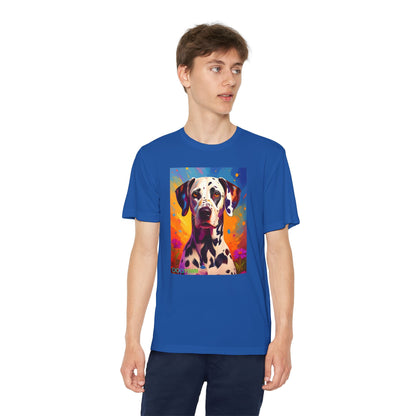 Pup Art Canvas - Kid's Sport Short Sleeve Tee (Dalmatian)