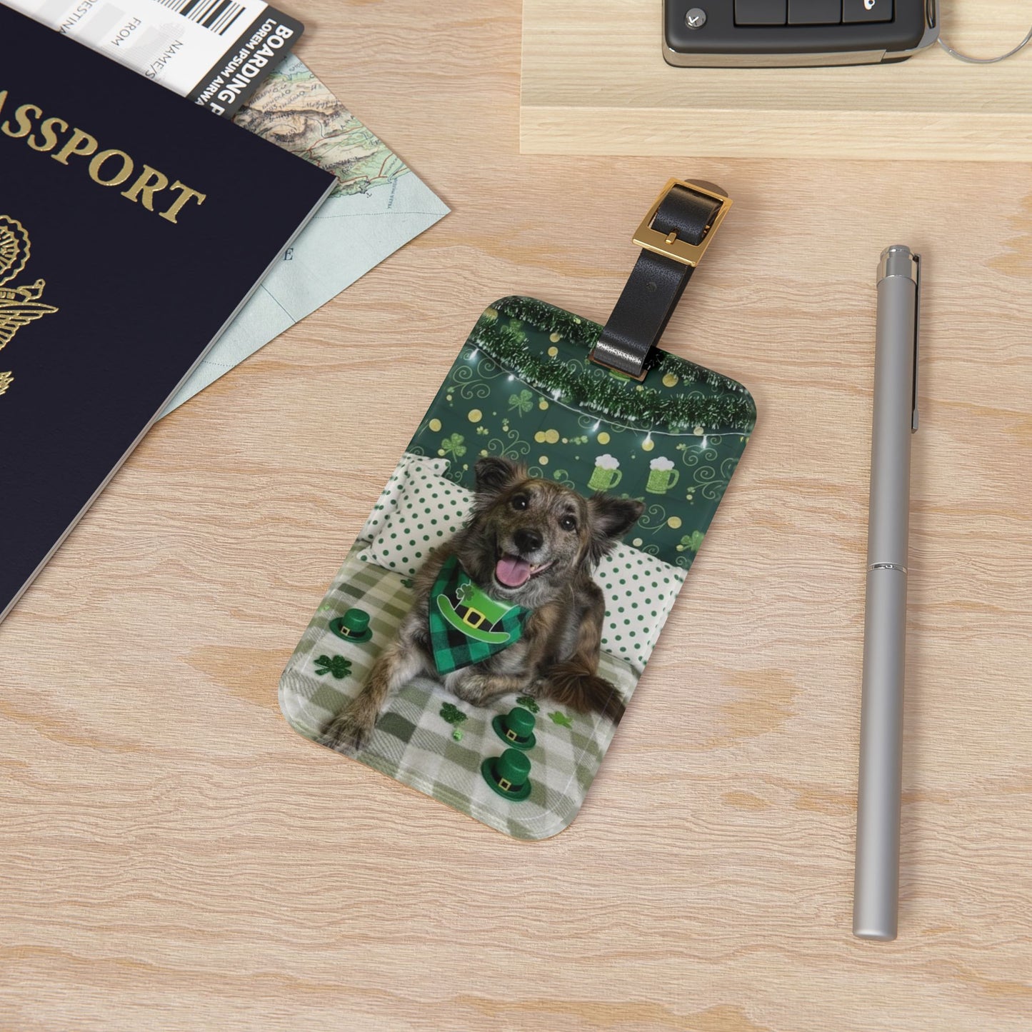Cici - St. Patrick's Day Dog Luggage Tag