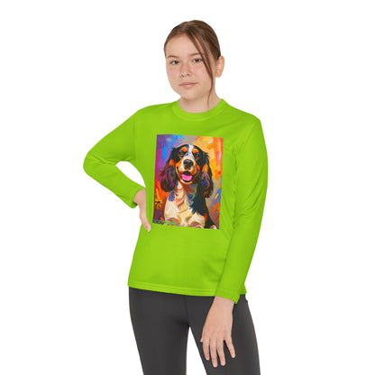 Pup Art Canvas - Kid's Sport Long Sleeve Tee (English Springer Spaniel)