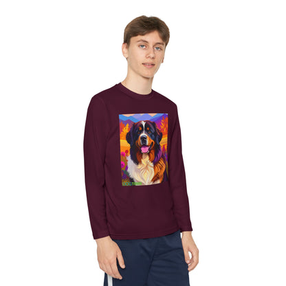 Pup Art Canvas - Kid's Sport Long Sleeve Tee (Bernese Mountain Dog)