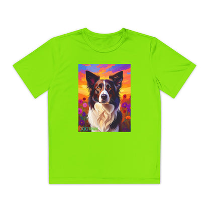 Pup Art Canvas - Kid's Sport Short Sleeve Tee (Border Collie)
