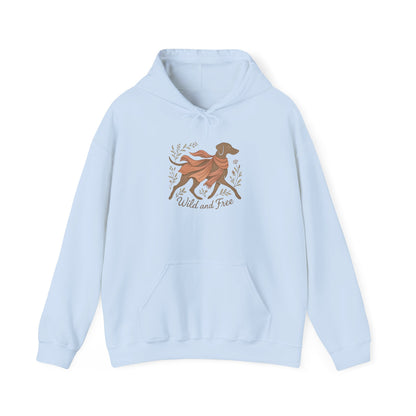 Dogtown Boho Revival "Wild and Free" Unisex Heavy Blend™ Hooded Sweatshirt (Weimaraner)