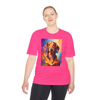 Pup Art Canvas Unisex Moisture Wicking Tee (Dachshund)