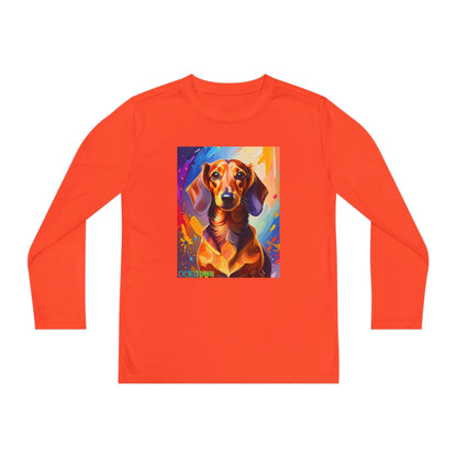 Pup Art Canvas - Kid's Sport Long Sleeve Tee (Dachshund)