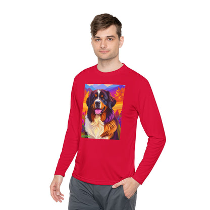 Pup Art Canvas Sport Long Sleeve Tee (Bernese Mountain Dog)