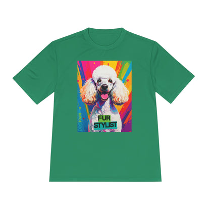 Dogtown Fur Stylist Groomer Short Sleeve Shirt (Colorful with White Poodle)