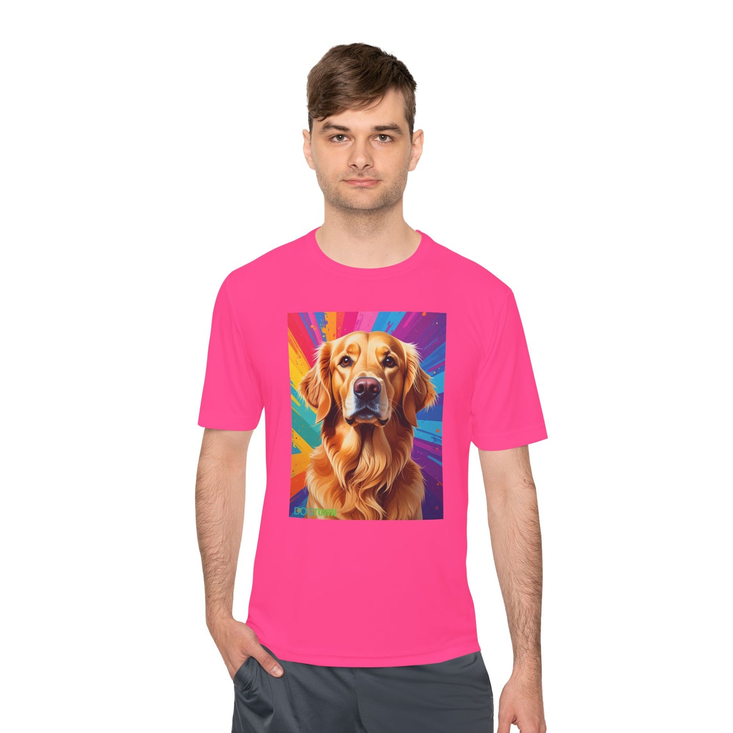 Pup Art Canvas Unisex Moisture Wicking Tee (Golden Retriever)