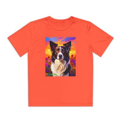 Pup Art Canvas - Kid's Sport Short Sleeve Tee (Border Collie)