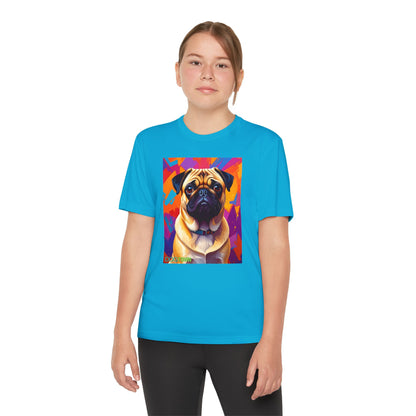 Pup Art Canvas - Kid's Sport Short Sleeve Tee (Pug)