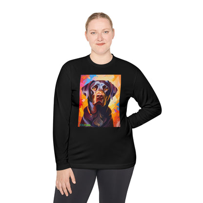 Pup Art Canvas Sport Long Sleeve Tee (Chocolate Lab)
