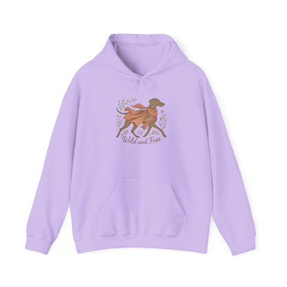 Dogtown Boho Revival "Wild and Free" Unisex Heavy Blend™ Hooded Sweatshirt (Weimaraner)