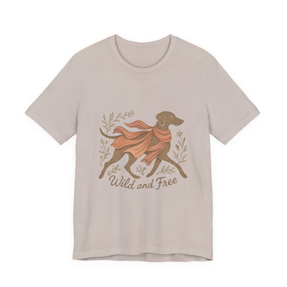 Dogtown Boho Revival "Wild and Free" Unisex Jersey Short Sleeve Tee (Weimaraner)