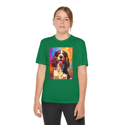 Pup Art Canvas - Kid's Sport Short Sleeve Tee (English Springer Spaniel)