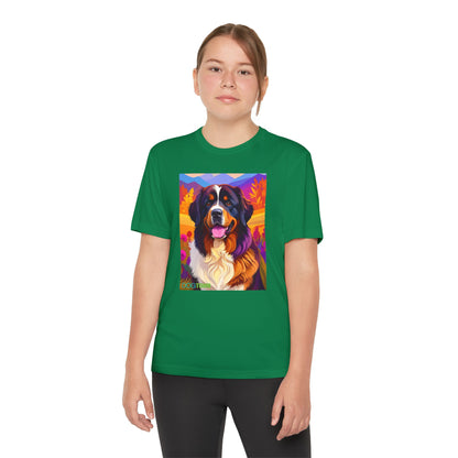 Pup Art Canvas - Kid's Sport Short Sleeve Tee (Bernese Mountain Dog)