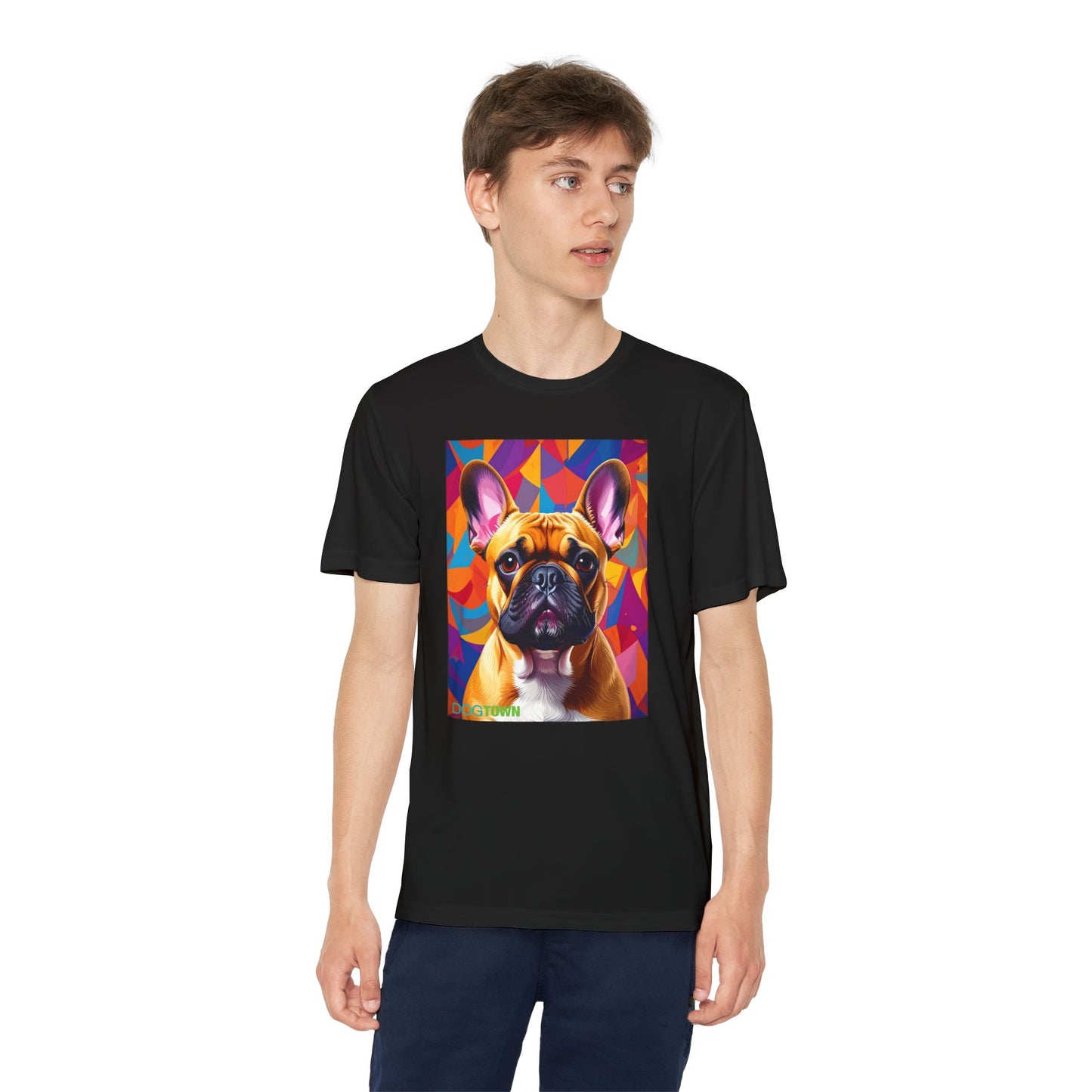 Pup Art Canvas - Kid's Sport Short Sleeve Tee (French Bulldog)