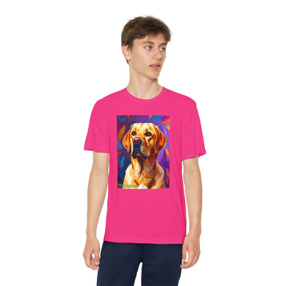 Pup Art Canvas - Kid's Sport Short Sleeve Tee (Yellow Lab)