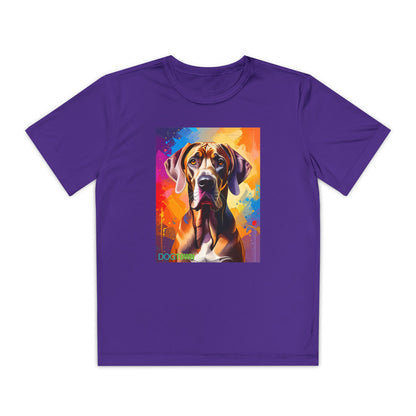 Pup Art Canvas - Kid's Sport Short Sleeve Tee (Great Dane)