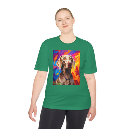 Pup Art Canvas Unisex Moisture Wicking Tee (Weimaraner)