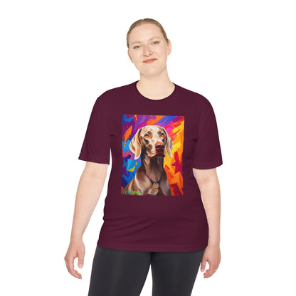 Pup Art Canvas Unisex Moisture Wicking Tee (Weimaraner)
