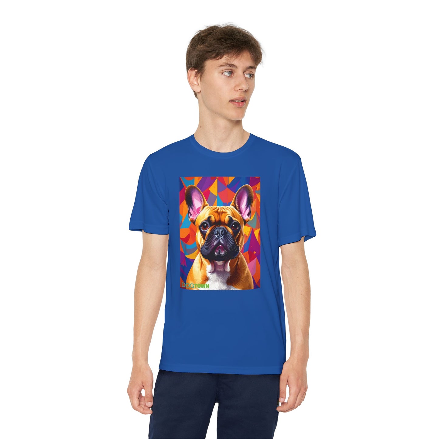 Pup Art Canvas - Kid's Sport Short Sleeve Tee (French Bulldog)