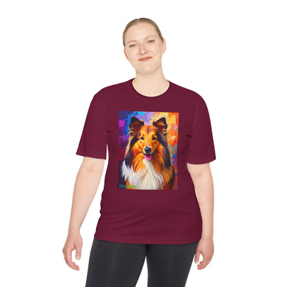 Pup Art Canvas Unisex Moisture Wicking Tee (Shetland Sheepdog (Sheltie))