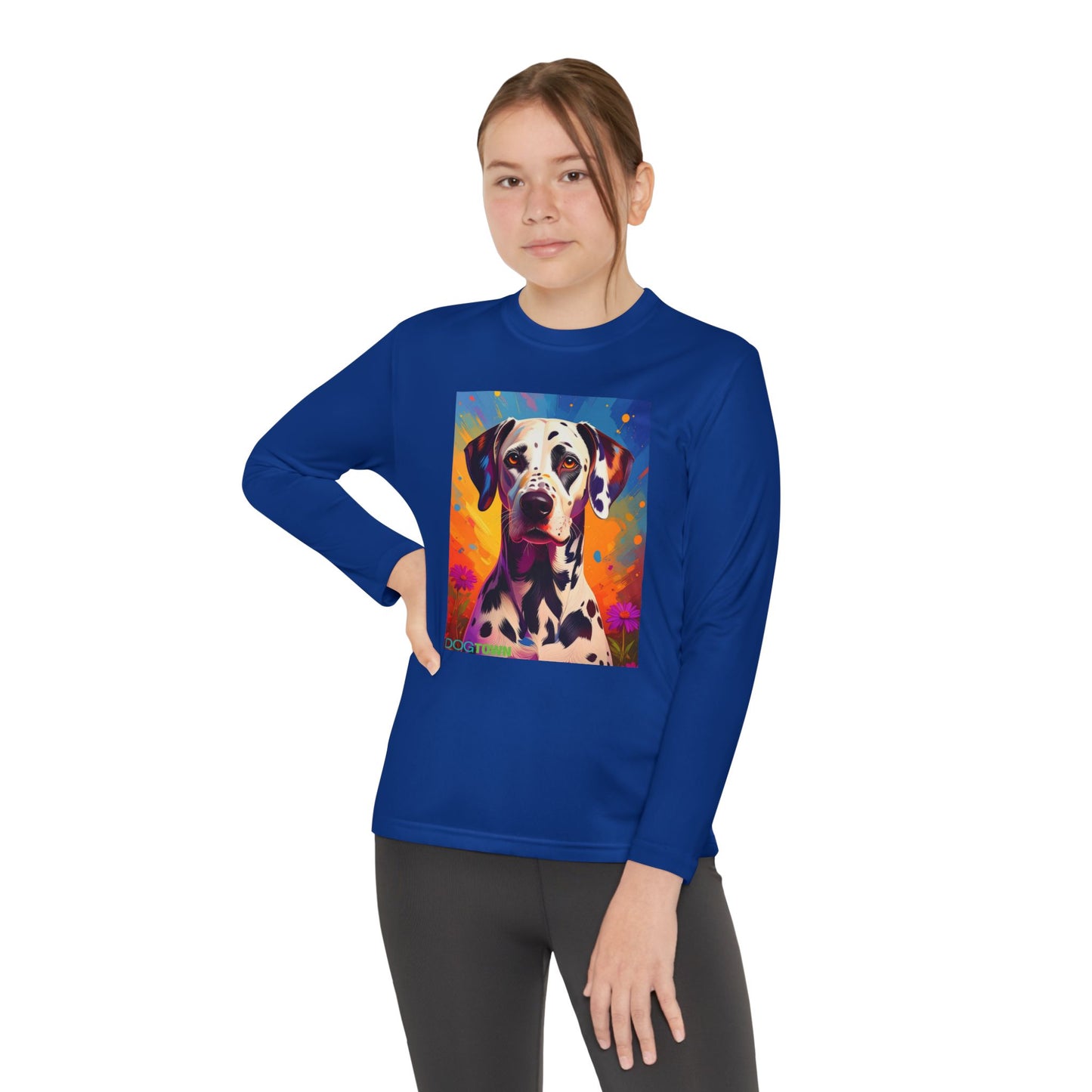 Pup Art Canvas - Kid's Sport Long Sleeve Tee (Dalmatian)
