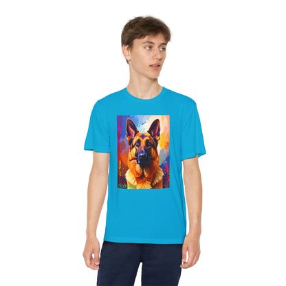 Pup Art Canvas - Kid's Sport Short Sleeve Tee (German Shepherd)