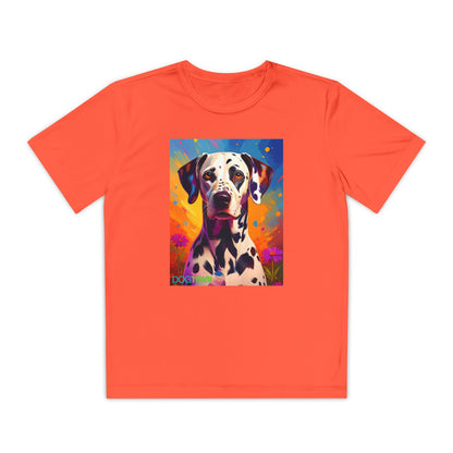 Pup Art Canvas - Kid's Sport Short Sleeve Tee (Dalmatian)