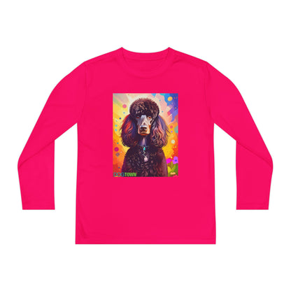 Pup Art Canvas - Kid's Sport Long Sleeve Tee (Standard Poodle)