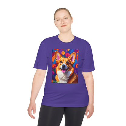 Pup Art Canvas Unisex Moisture Wicking Tee (Corgi)